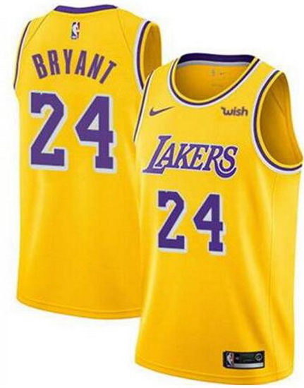 Men Lakers 24 Kobe Bryant Yellow Nike Swingman Sponsor Logo Jersey