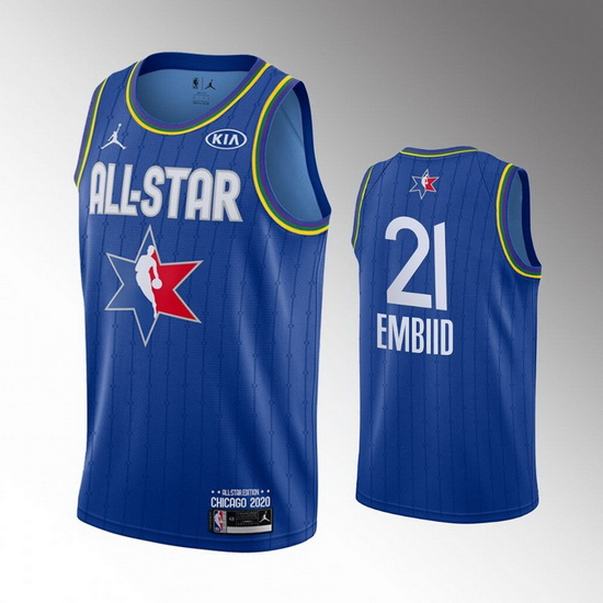 76ers 21 Joel Embiid Blue 2020 NBA All Star Jordan Brand Swingman Jersey