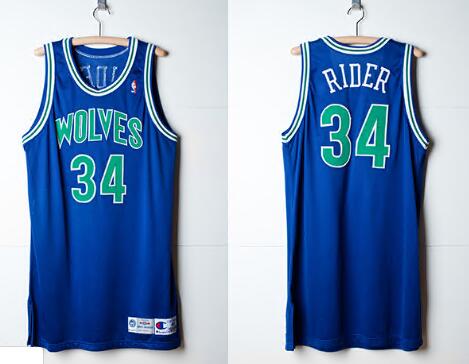 Men Minnsota Wolves 34 Isaiah Rider Stitched NBA jersey