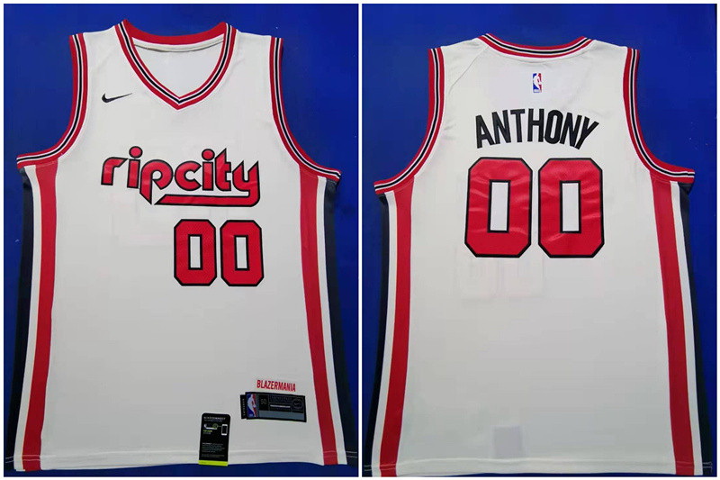 Blazers 00 Carmelo Anthony White Red 2019 20 Nike Swingman Jersey