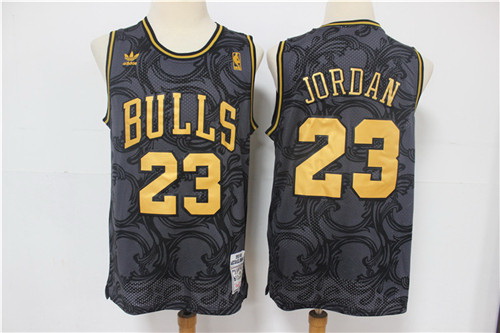 Bulls 23 Michael Jordan Black Hardwood Classics Jersey