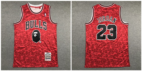 Bulls Bape 23 Michael Jordan Red 1996 97 Hardwood Classics Jersey