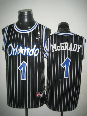 Men Nike NBA Orlando Magic 1 Tracy McGrady Black Throwback Swingman Jersey