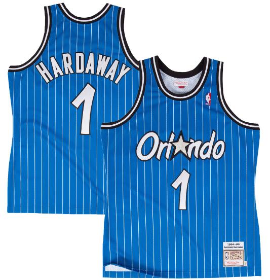 Men Nike Magic 1 Tim Hardway Blue Throwback NBA Prinstips Stitched Jersey