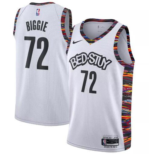 Men Nike 2019-20 Nets Biggie #72 City Jersey White