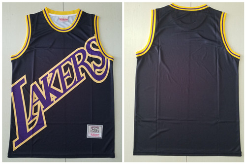 Lakers Big Face Black Hardwood Classics Swingman Jersey