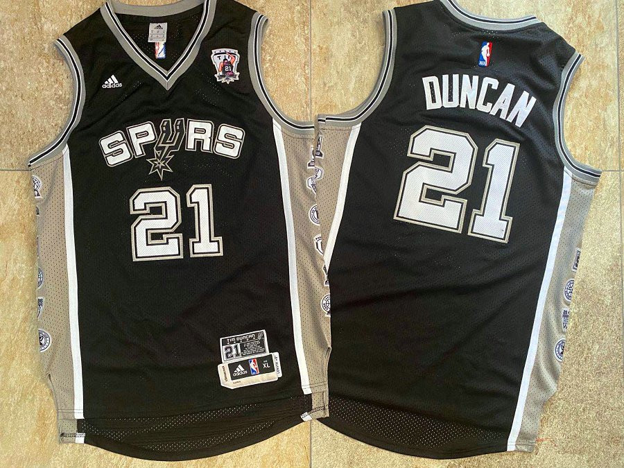 Spurs 21 Tim Duncan Black Retired Commemorative Edition Swingman Mesh Jersey