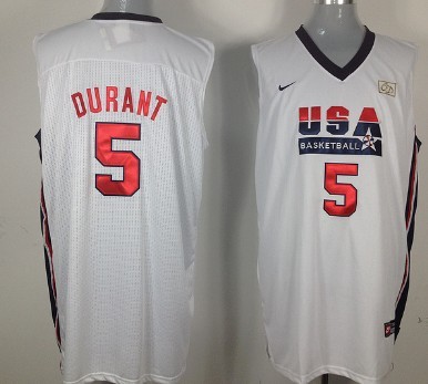 1992 Olympics Team USA 5 Kevin Durant White Swingman Jersey