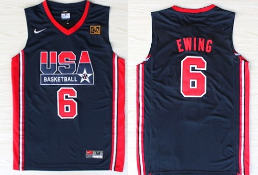 1992 Olympics Team USA 6 Patrick Ewing Navy Blue Swingman Jersey