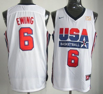 1992 Olympics Team USA 6 Patrick Ewing White Swingman Jersey