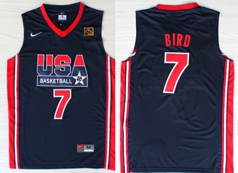 1992 Olympics Team USA 7 Larry Bird Navy Blue Swingman Jersey