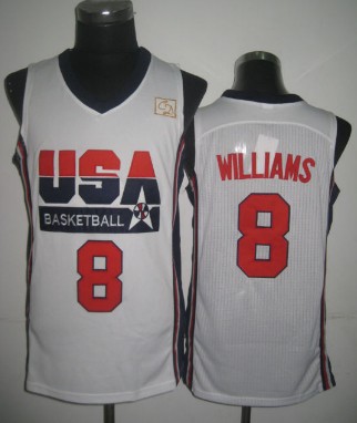 1992 Olympics Team USA 8 Deron Williams White Swingman Jersey