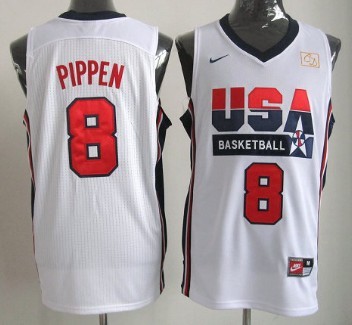 1992 Olympics Team USA 8 Scottie Pippen White Swingman Jersey