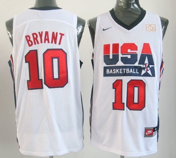 1992 Olympics Team USA 10 Kobe Bryant White Swingman Jersey