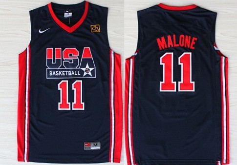 1992 Olympics Team USA 11 Karl Malone Navy Blue Swingman Jersey