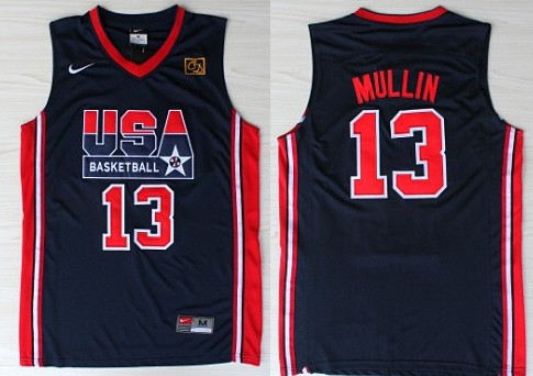 1992 Olympics Team USA 13 Chris Mullin Navy Blue Swingman Jersey