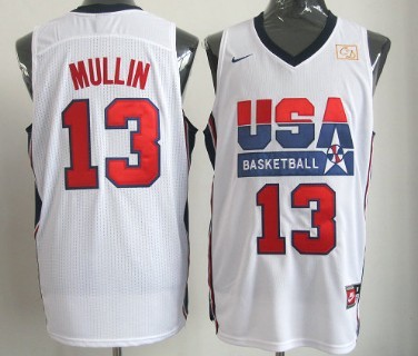 1992 Olympics Team USA 13 Chris Mullin White Swingman Jersey