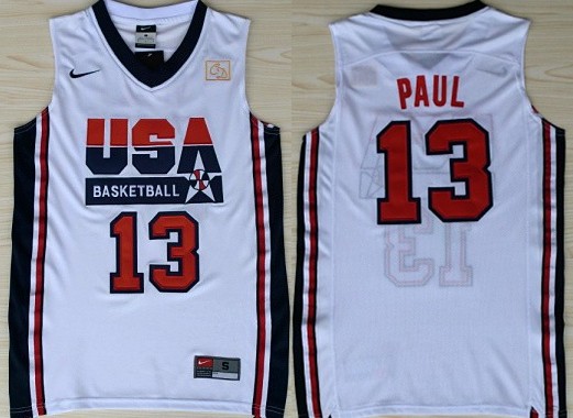 1992 Olympics Team USA 13 Chris Paul White Swingman Jersey