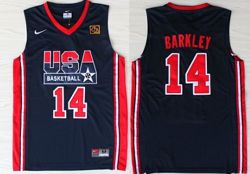 1992 Olympics Team USA 14 Charles Barkley Navy Blue Swingman Jersey