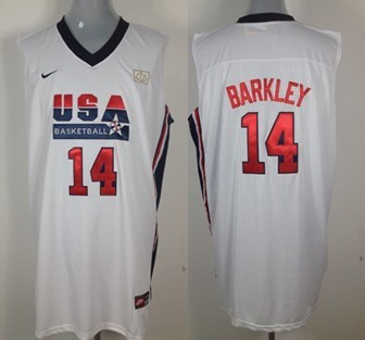 1992 Olympics Team USA 14 Charles Barkley White Swingman Jersey