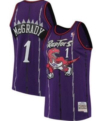 Men Raptors 1 Tracy Mcgrady purple Mitchell Ness Throwback Jersey