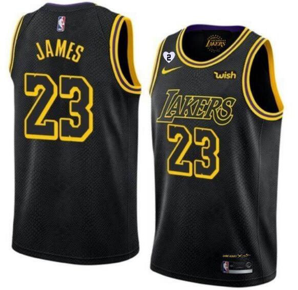 Men's Los Angeles Lakers Black #23 LeBron James With Gigi Patch Stitched NBA Jersey