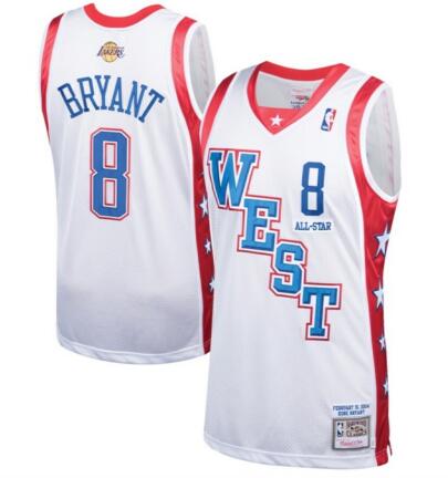 Men Lakers 8 Kobe Bryant White Throwback All Star Jersey