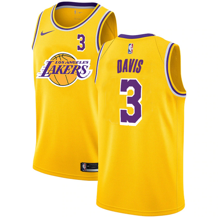 Lakers 3 Anthony Davis Yellow 2020 2021 New City Edition Nike Swingman Jerseys