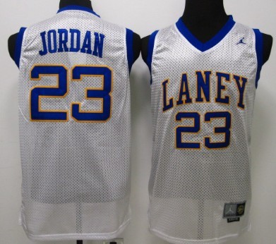 NBA Laney High School 23 Michael Jordan White Throwback Jersey