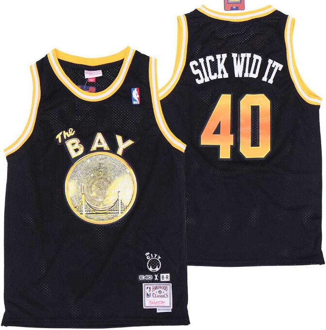 Men B&R Remix Jersey Warriors 40 Sick Wid It Black Throwback Jersey