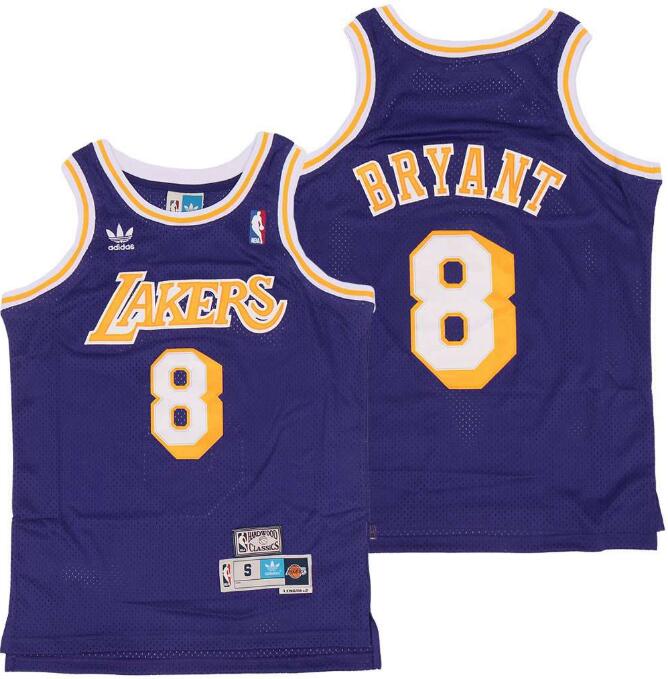 Men Adidas Lakers 8 Kobe Bryant Purple Throwback Stitched NBA Jersey