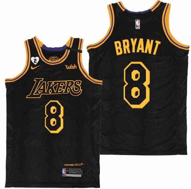 Men Lakers 8 Kobe Bryant Gigi Bryant Number 2 Black Mabma Edition NBA Jersey