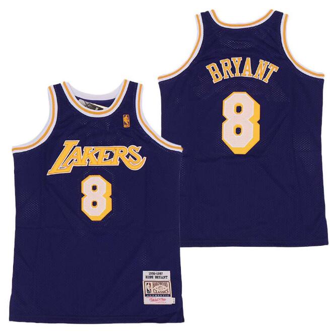 Men Lakers 8 Kobe Bryant Purple Throwback Stitched NBA Jersey