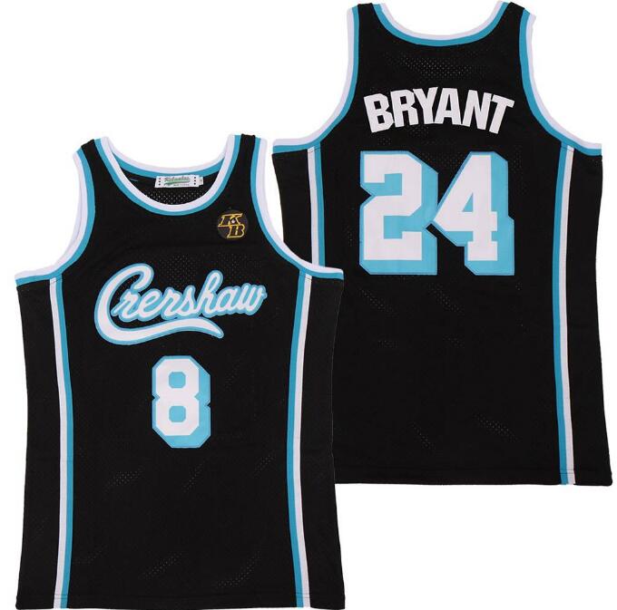 Men Lakers Front 8 Back 24 Kobe Bryant Black Crenshaw Editon Jersey