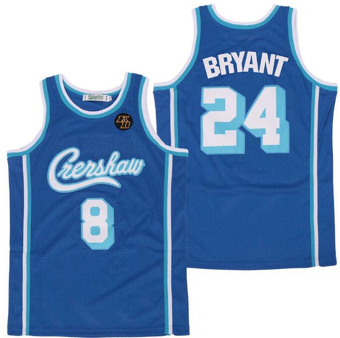 Men Lakers Front 8 Back 24 Kobe Bryant Blue Crenshaw Editon Jersey