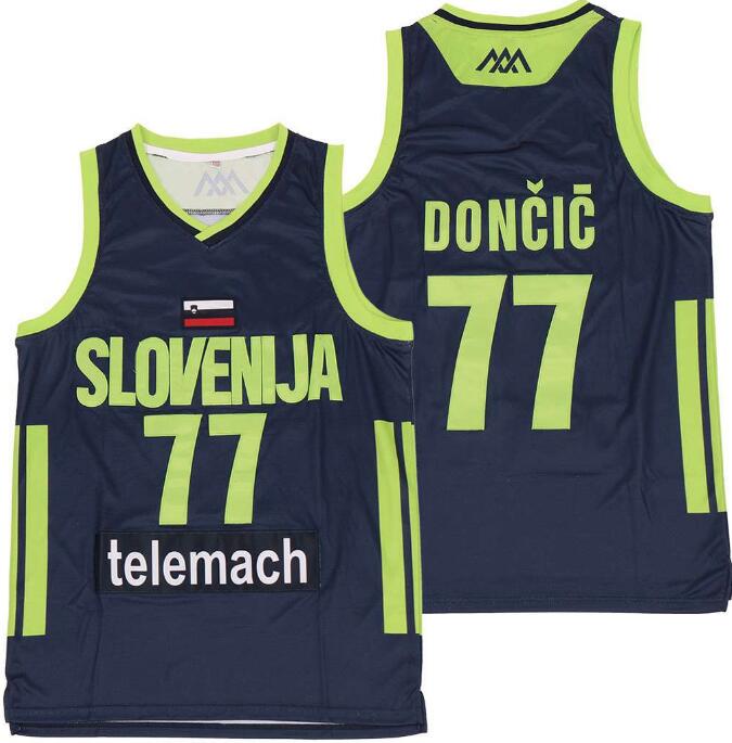 Men Mavericks 77 Luka Doncic Slovenija National Jersey Green