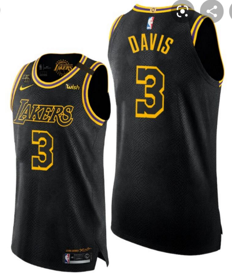 Men Nike Lakers 3 Anthony Davis Black Mamba NBA Stitched Jersey