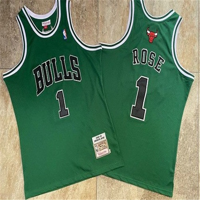 Bulls 1 Derrick Rose Green 2008 09 Hardwood Classics Jersey