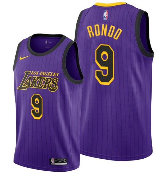 Men's Los Angeles Lakers #9 Rajon Rondo Stitched Purple NBA Jersey