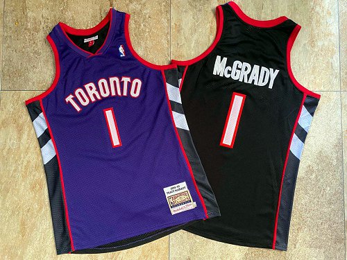 Raptors 1 Tracy McGrady Purple Black 1999 00 Hardwood Classics Jersey