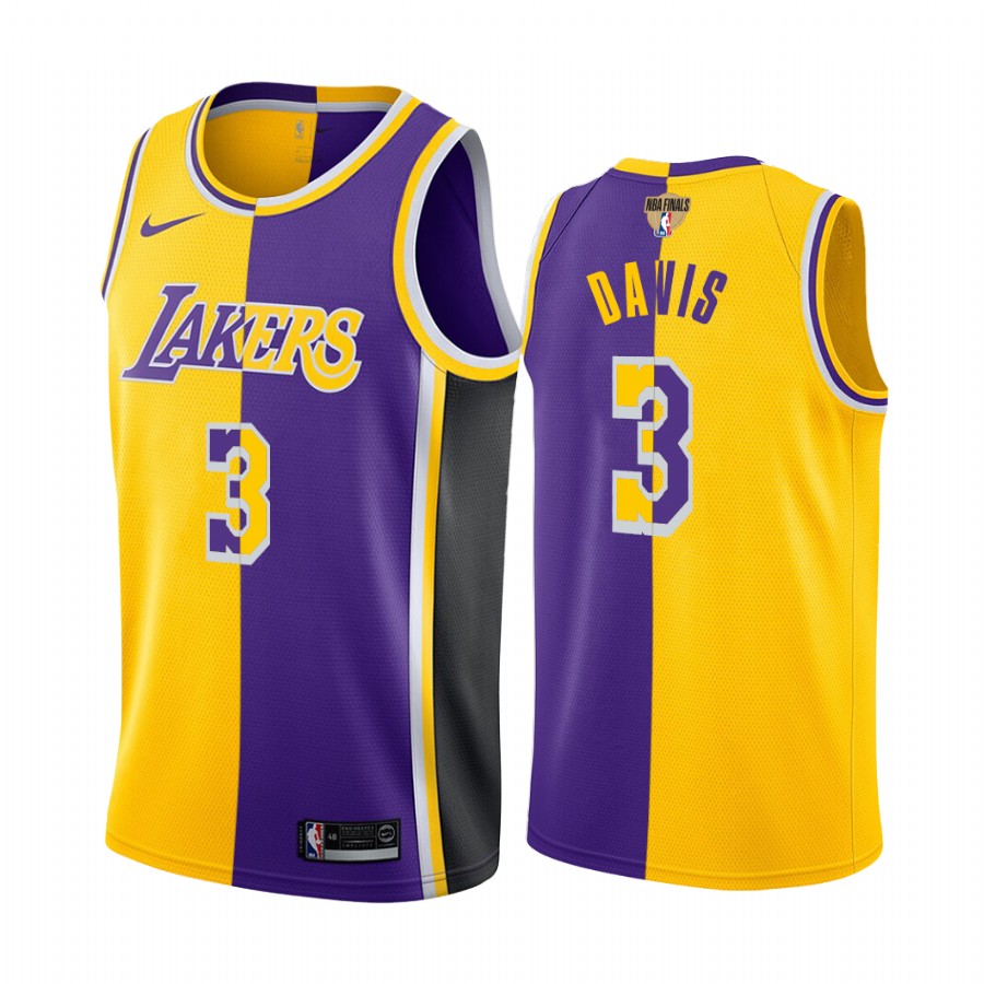 Los Angeles Lakers Anthony Davis 2020 NBA Finals Bound Gold Purple Jersey Split Special Edition