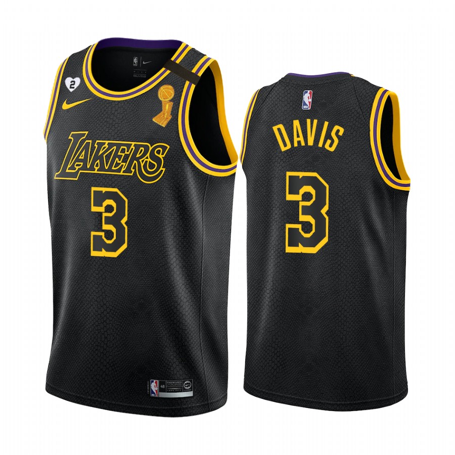 Los Angeles Lakers Anthony Davis 2020 NBA Finals Champions Jersey Black Mamba Inspired