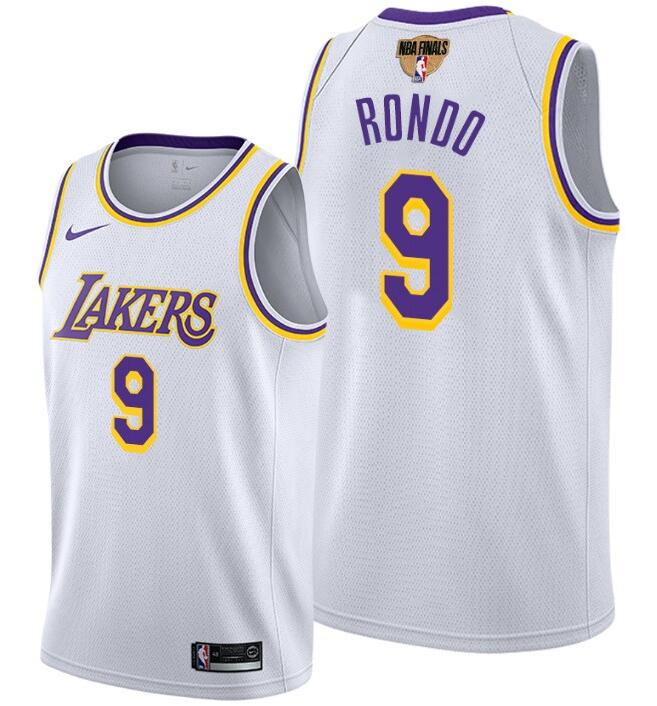 Men's Los Angeles Lakers #9 Rajon Rondo 2020 White Finals Stitched NBA Jersey