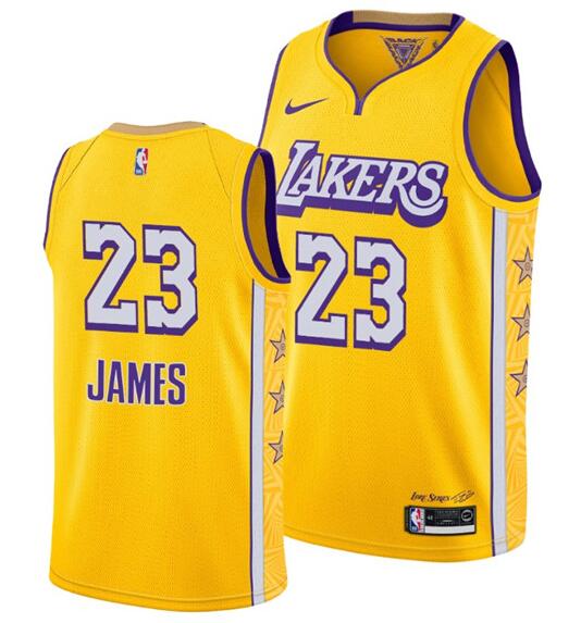 Men's Los Angeles Lakers #23 LeBron James 2020 Gold Finals Stitched NBA Jersey