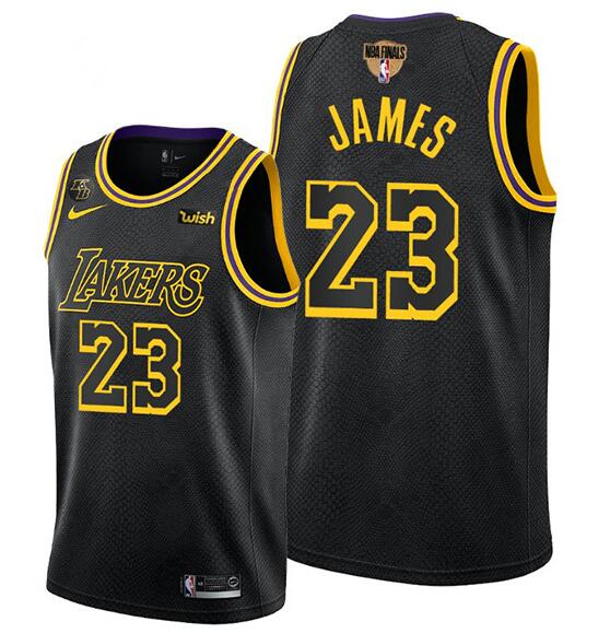 Men's Los Angeles Lakers #23 LeBron James 2020 Western Conference Champions Black Mamba Inspired Sti