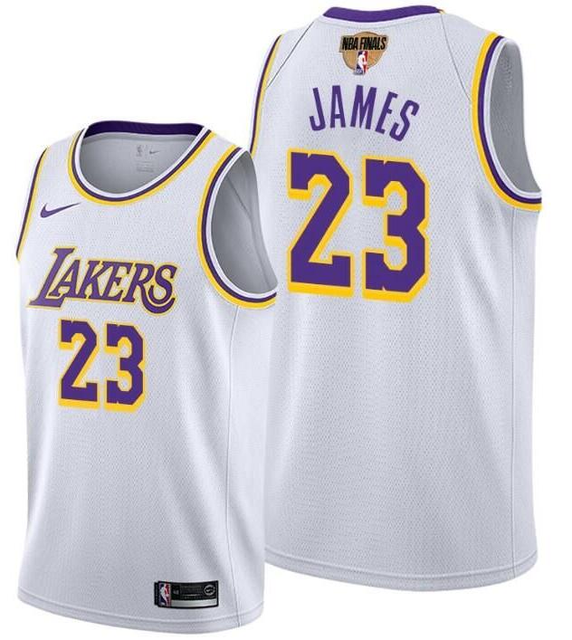 Men's Los Angeles Lakers #23 LeBron James White 2020 Finals Stitched NBA Jersey