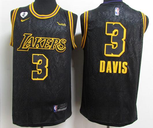 Men's Los Angeles Lakers #3 Anthony Davis 2020 Black City Edition With GiGi Patch Stitched NBA Jerse