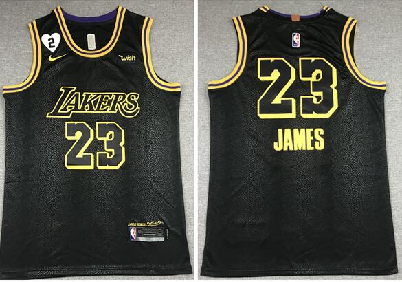 Men's Los Angeles Lakers #23 LeBron James 2020 Black City Edition With GiGi Patch Stitched NBA Jerse