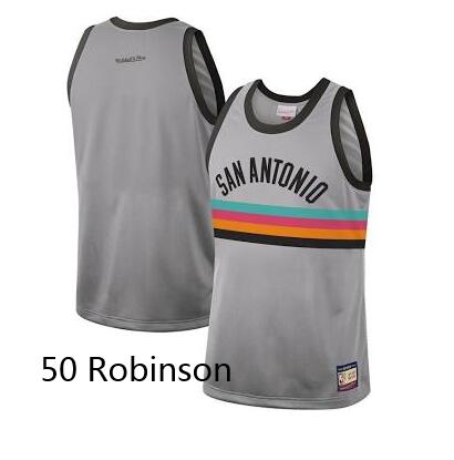 Men Spurs 50 David Robinson Nike City Edition Grey Jersey