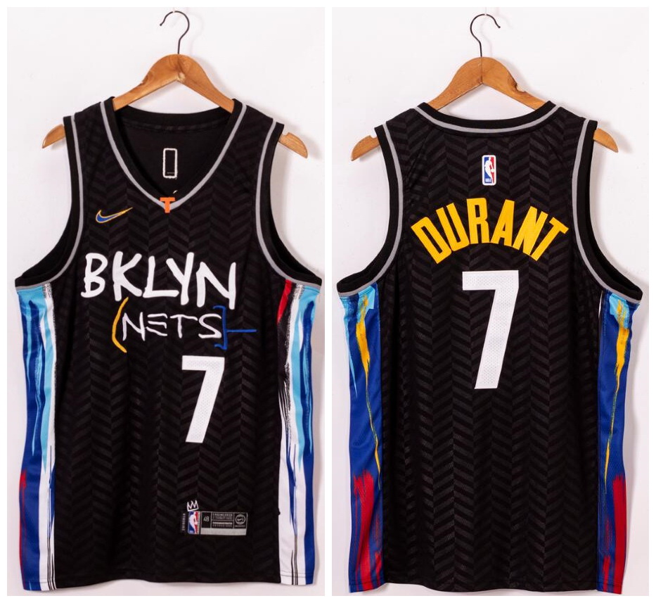 Men Brooklyn Nets 7 Kevin Durant Black 2021 Nike Swingman Jersey